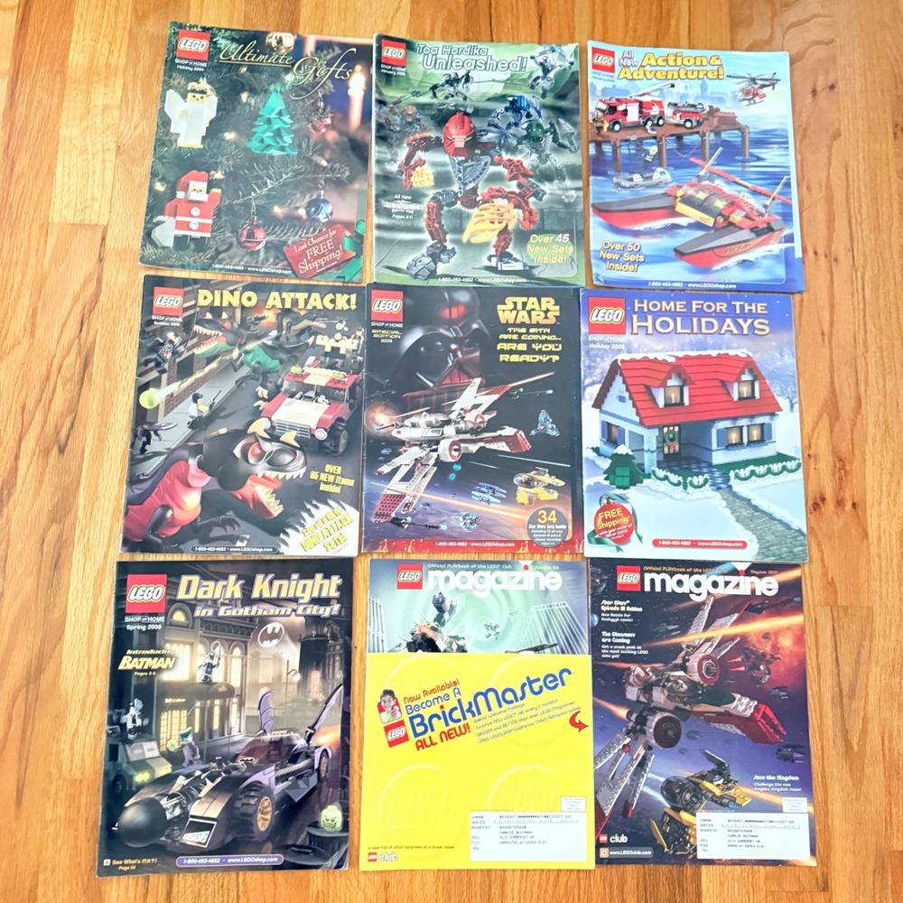 Nine LEGO Shop At Home Catalogs & LEGO Club Magazines